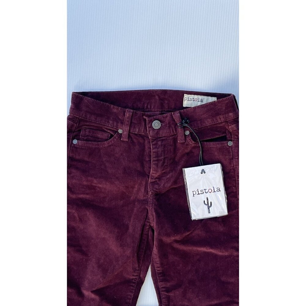 Nasty Gal Pistola Women’s Burgundy Corduroy Pants Size 25 High Waist - Picture 7 of 13